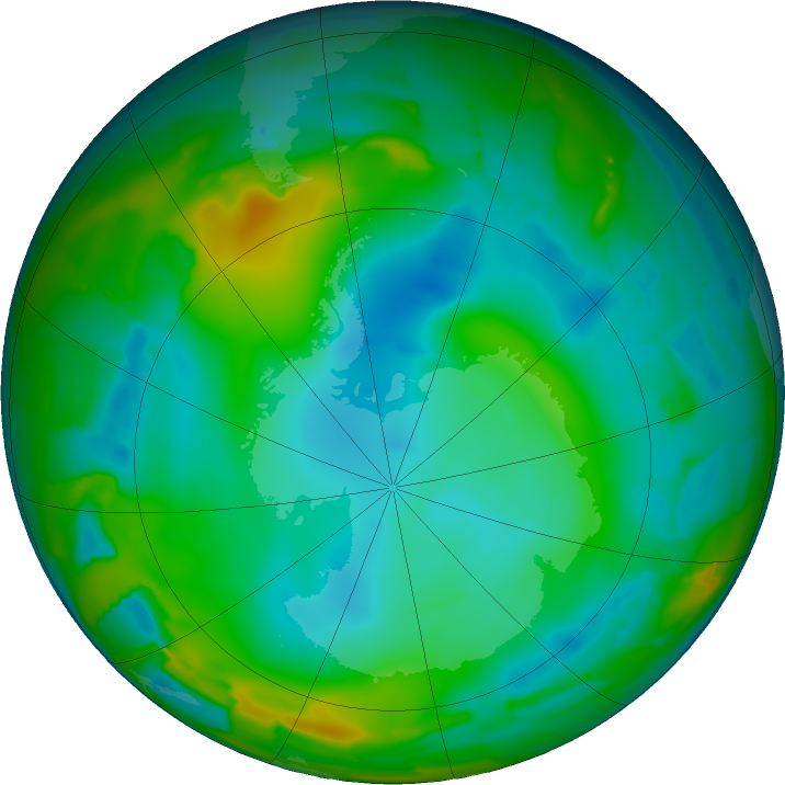 Antarctic ozone map for 08 July 2011